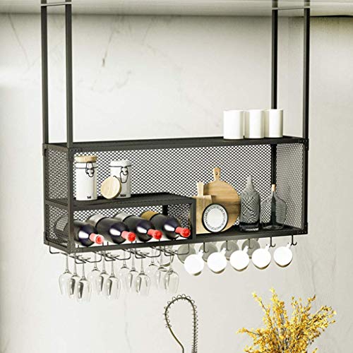 OUSIKA Wine Racks,Bar Ceiling Hanging Shelves Bottle Holder Glass Shelf Wine Decor Wine Glass Rack Industrial Retro Decor Wall Mounted Wine Glass