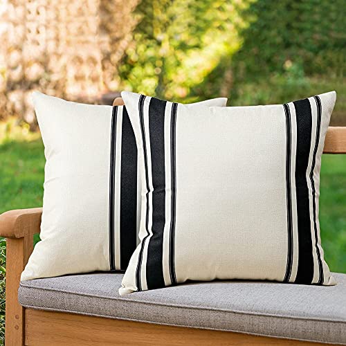 JOTOM Pack of 2 Premium Outdoor Waterproof Cushion Covers 45x45 cm Water Resistant Square Pillow Covers Garden Cushion Cover Linen Cushion Case f