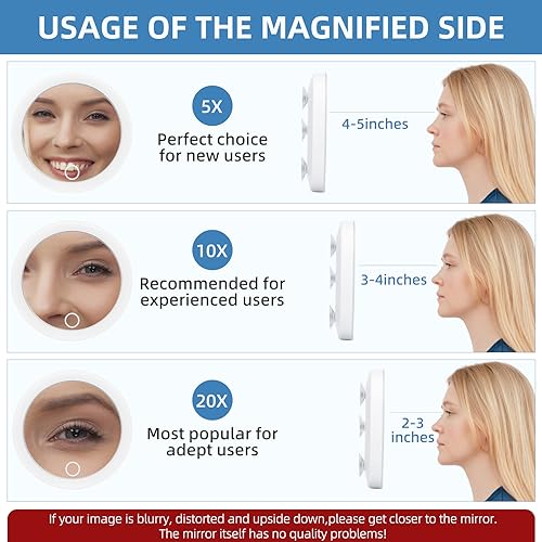 LED Compact Mirror, 10X Magnifying Mirror with Light, Travel Mirror with Magnification 4inch Handheld Cosmetic Mirror, Rechargeable Travel Makeup