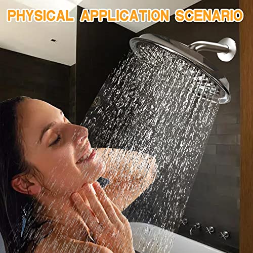 HIVEHICLE Rainfall Shower Head High Pressure – 8 Inch Large Fixed Showerhead Water Saving Luxury Free Installation with Brass Swivel Ball,Modern