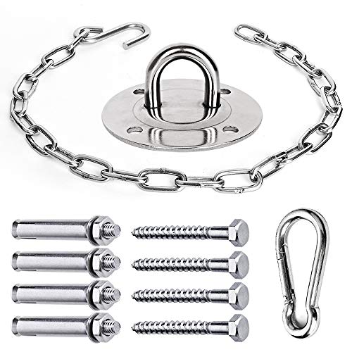 Chihee Hanging Kits Hammock Chair Hardware Swing Hooks with a 80cm Stainless Steel chain Punching bags Hanging Pilates Heavy Duty 200 kg Capacity