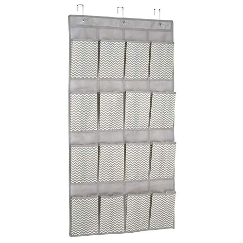 mDesign Hanging Storage Pocket Organiser - Practical Hanging Pocket Storage - Perfect Hanging Organiser for Shoes - Hanging Storage with 16 Fabri