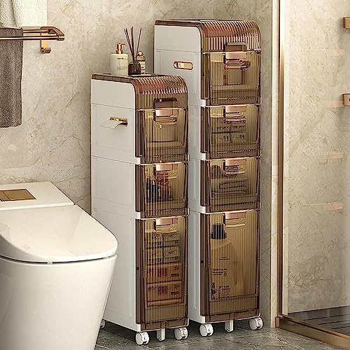 Waterproof Side Cabinet Crevice Shelf Paper Storage Small Bathroom Storage Cabinet Freestanding, Toilet Paper Holder with Storage for Toilet Pape