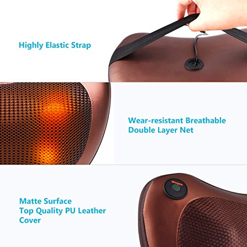 HUANGXING - Neck and Back Massager 4/8 Heated Rollers Shiatsu Massage Pillow, Electric Full Body Massager, Relieve Muscle Pain, Deep Tissue Knead