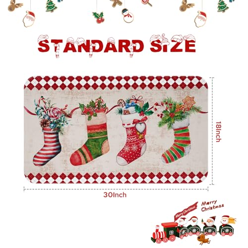 ASPMIZ Christmas Door Mat Outdoor, Christmas Stockings Area Rug Doormat Non Slip, Winter Absorbent Doormat Indoor Entrance, Low-Profile Door Rugs