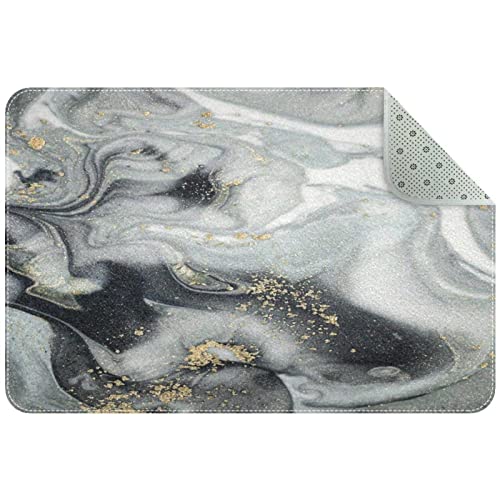 VBFOFBV Door Mat, Outdoor Indoor Doormat, Durable Floor Mat Non Slip Rug, Front Doormat for Entryway, Patio, Marble Texture Modern Art Blue Lines