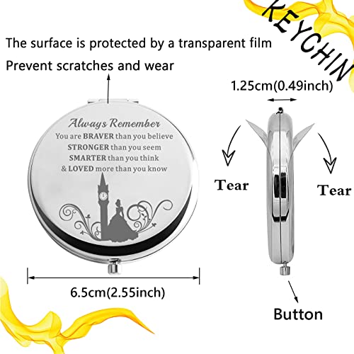 KEYCHIN Princess Cinder Ella Pocket Mirror Fairy Tale Fans Gift Always Remember You are Braver Stronger Smarter Than You Think Compact Makeup Mir
