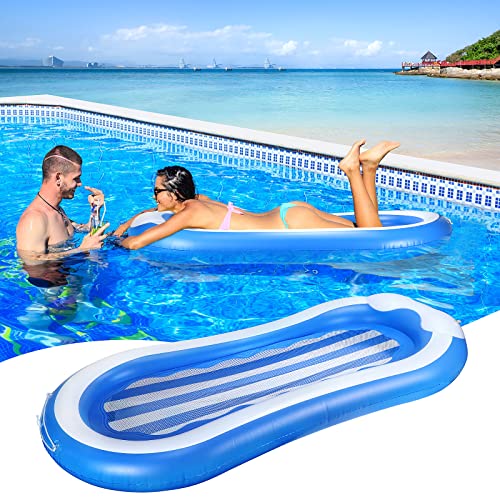 Homgaty Water Hammock, 4-in-1 Multi-Purpose Inflatable Pool Hammock, Swimming Pool Float Hammock Portable with 2 Pcs Inflatable Drink Holders for