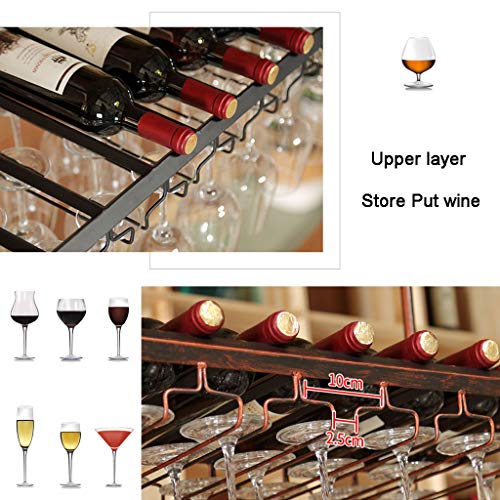 EYLINK Wine racks Ceiling with Metal Frame, Red Wine Bottle Glass Holder Rack Shelf for 18 Bottles, Save Space, Wine Storage Display Shelf
