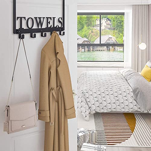 Metal Towel Holder Towel Rack, Over The Door Towel Rack, Wall Mount Towel Hanger Hooks for Bathroom Kitchen