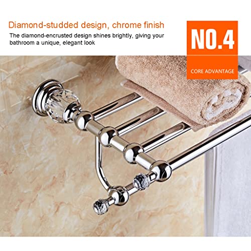 HIGOH Towel Racks, Bathroom Towel Rack Wall Mounted Towel Holder,European Style Towel Rack,Crystal Hardware Bath Towel Holder,Bathroom Solid Punc