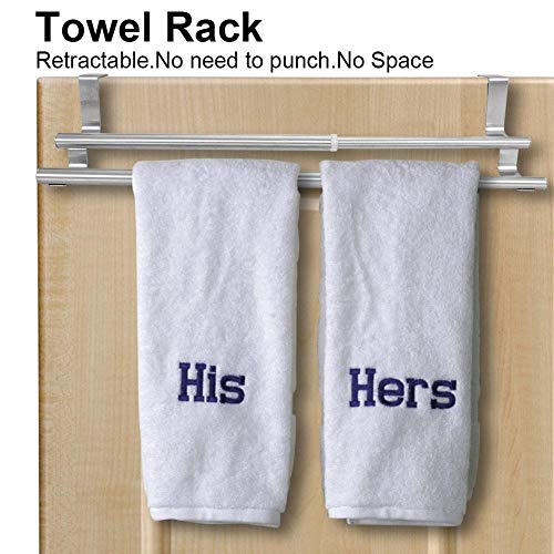 Samfox Towel Rack, Stainless Steel Retractable Bath Towel Rack Hanging Bedroom Towel Shelf for Bathroom(Double bar)