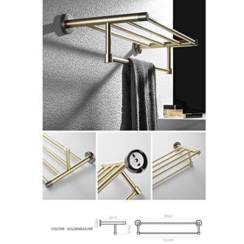 HIGOH Towel Racks,Bathroom Towel Rack Wall Mounted Towel Holder,Brass Bathroom Towel Holder,Bathroom Shelves Storage Rack Hardware