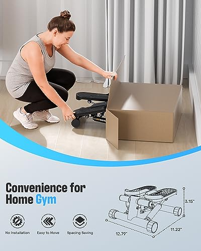 Sportsroyals Stair Stepper for Exercises-Twist Stepper with Resistance Bands and 330lbs Weight Capacity
