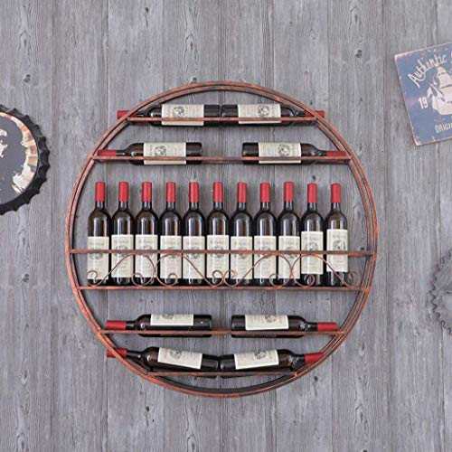 EYLINK Wine Racks,Retro Round Wall Wine Rack Red Copper American Style Wine Bottle Racks Bar Display Metal Vintage Decoration Shelf Bar Dining Ro