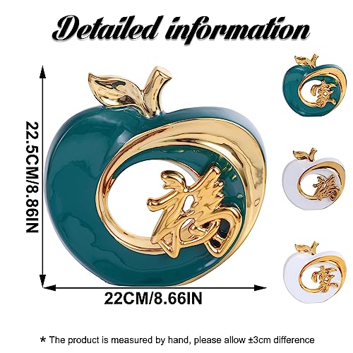 LINYTHER Creative Apple Modern Style Home Furnishings, Chinese Kanji Ceramic Apple Statue, Decorations for Living Room, Bedroom, Wine Cabinet - G