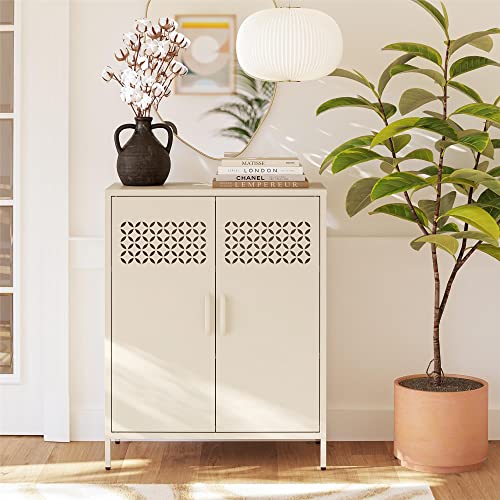 Mr. Kate Short Metal 2 Door Cabinet, Steel, Parchment