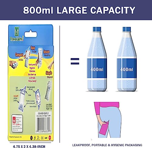 Quebec - TravelJohn Disposable Urinal Bag – Odourless, Hygienic & Non-Toxic - Emergency Portable Toilet for Men/Women & Kids - Perfect Companion