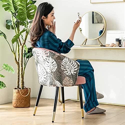 Dining Chair Set Of 4 Living Room Chair with Metal Legs Velvet Seat and Backrests Modern Household Makeup Chair Bedroom Dressing Chair (Color : F