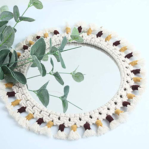 QUANJJ Wall-mounted Nordic Decorative Round Hanging Cosmetic Makeup Shaving Glass Home Decor for Salon Bathroom Countertop Vanity (Silver)