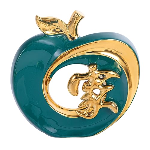 LINYTHER Creative Apple Modern Style Home Furnishings, Chinese Kanji Ceramic Apple Statue, Decorations for Living Room, Bedroom, Wine Cabinet - G