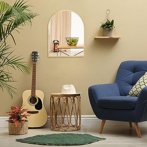 MYlovelylands 10x13 inch Gold Small Arched Mirror for Bathroom Vanity Mirror or Wall Decor Arch Mirror Brushed Metal Frame Wall Mounted Mirror fo