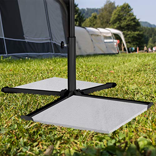 Relaxdays Parasol Base, for Pole Sizes 25-35 mm, Cross-Shaped Stand, Foldable Garden & Balcony Sun Shade, Metal, Black