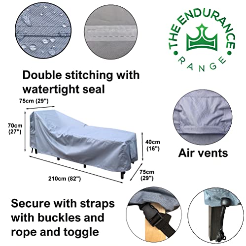 Kingsbridge Sun Lounger Cover Waterproof Anti UV Heavy Duty Rip Proof 600D Fabric Breathable 210x75x70/40cm Outdoor Sun Lounger Cover