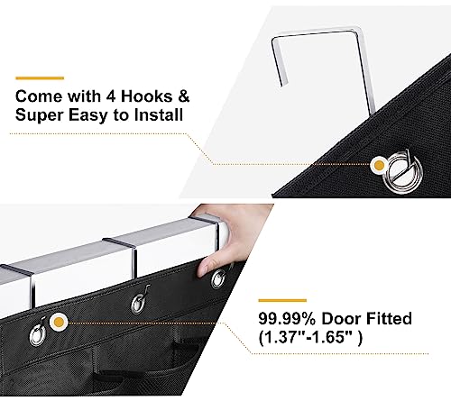 MISSLO 35 Large Pockets Over The Door Shoe Organizer Sturdy Oxford Fabric Hanging Shoe Rack for Door Mesh Closet Shoe Holder Hanger (Black)