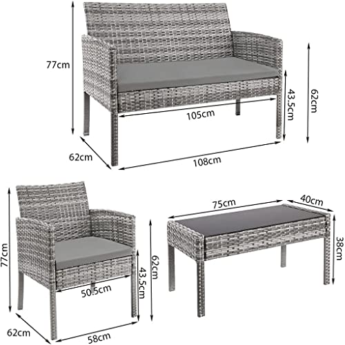 DLOETT 4 Piece Outdoor Garden Lounge Set with Cushion Garden Sofa Set Garden Furniture Sets for Patio Terrace