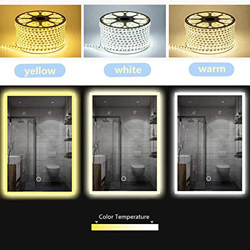Round Illuminated LED Light Bathroom Mirror Backlit with Sensor Touch Control,Dustproof Anti-Fog, 3 Colors, Warm White/Neutral/Cool White, 600X60