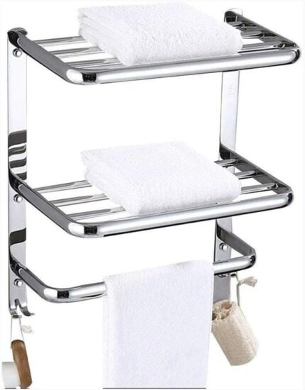 Home Bath Towel Rack, Heavy Duty Stainless Steel Towel Shelf for Bathroom, Wall Mount Towel Racks for Bathroom Brushed Nickel Finish
