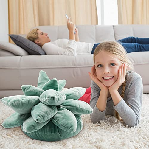 Tittaty 3D Succulent Plush, Stuffed Green Plant Pillow, Garden Home Decoration Throw for Bedroom, Office Home or Garden, Gift for Green Lovers