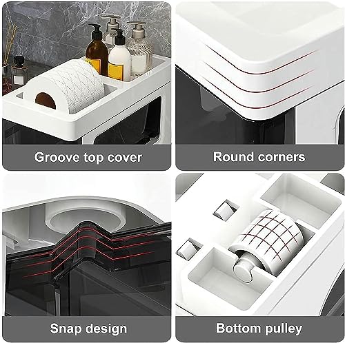 OPSREY Bathroom Floor Cabinet Storage Cabinet, 18cm(7inch) Freestanding Slim Toilet Paper Storage Cabinet with Clear Drawers and Casters Vertical