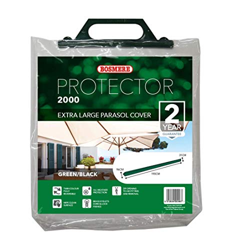 Bosmere Protector 2000 | Extra Large Parasol Garden Umbrella Cover | L 235cm circ.130cm | Waterproof, Wipe Clean, Heavy Duty | 2 Year Guarantee |