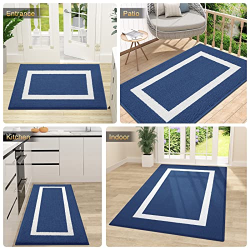 OLANLY Indoor Door Mat, 32x48, Non-Slip Absorbent Resist Dirt Entrance Rug, Machine Washable Low-Profile Inside Entry Door Rugs for Entryway, Nav