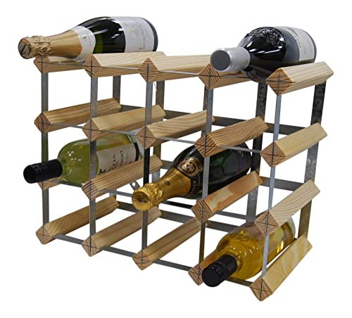 DS Wineware 16 Bottle 4X3 Traditional Wine Rack - Fully Assembled - FSC Certified Natural Pine