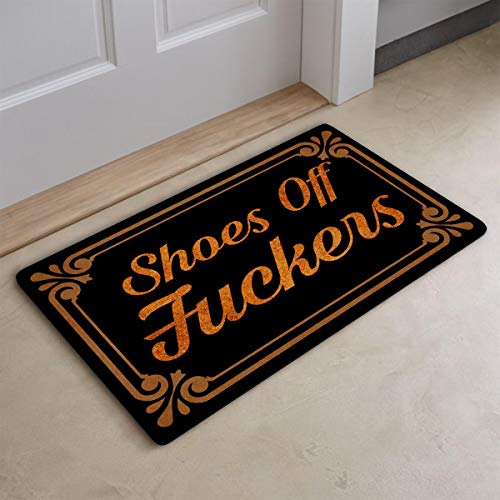 Muikoo Front Door Mat Welcome Mat Shoes Off ers Washable Rubber Non Slip Backing Funny Doormat Indoor Outdoor Rug 23.6"(W) X 15.7"(L)