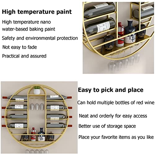 EYLINK Wall-Mounted Wine Racks, Bar Unit Metal Floating Shelves, Simple Hanging Goblet Rack With Partitions, Wine Rack For Wine Bottles Liquor Bo
