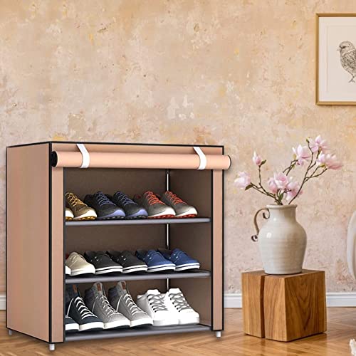 LILIKY Large Capacity Shoe Rack For Home Use Indoor Simple Shoe Cabinet Dormitory Multifunctional Assembly Dustproof Shoe Rack (Color : Braun)