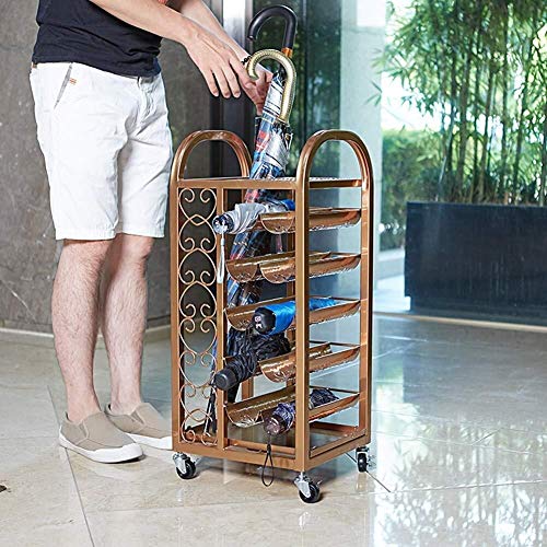 MiroDo Umbrella Stands Umbrella Stand Metal Removable Pulley Drip Tray Hotel Company Home Large Capacity Storage Rack Walking Stick Storage Bin S