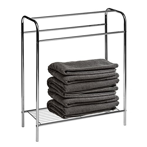 Premier Housewares Chrome Floor Standing Towel Stand - Silver