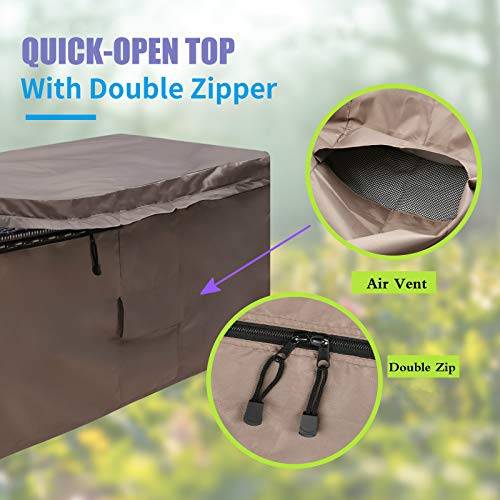 MountainLoc Garden Deck Box Cover, Storage Box Protective Covers With Zipper Lid And Air Vent, Waterproof, 420D Oxford Brown (123 * 55 * 62cm)