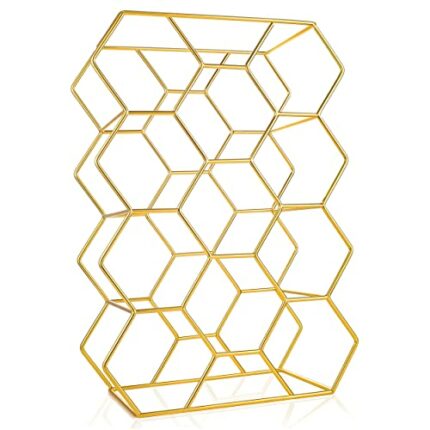 Bremel Home Wine Rack Hexagon Countertop Gold
