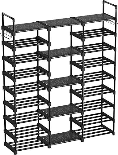 LILIKY Three-row, Nine-layer, Double-row Hook, Multifunctional, Large-capacity Metal Simple Shoe Rack