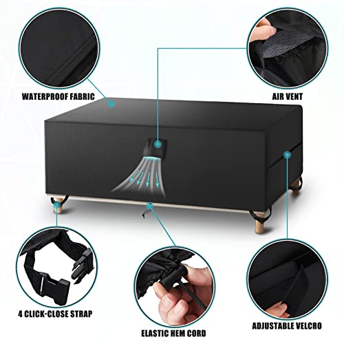 SIRUITON Garden Furniture Cover, Patio Garden Table Cover with Air Vent Waterproof, Windproof, Anti-UV, Heavy Duty 420D Oxford Fabric, Rectangula