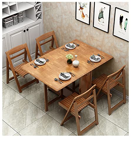 DISHENGZHEN Folding Dining Table Space Saving Dinner Table Set Extendable Dining Kitchen Table, Folding Dining Table, Folding Switch Lock, Round