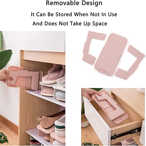 MSYU Shoe Slots Organizer 4 Pack, Double Layer Stack Shoe 50% Space-Saving Storage Shoe Rack Detachable and combinable simple shoe rack creative