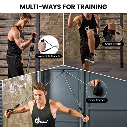 Odoland Resistance Bands Set Workout Bands with 5 Stackable Exercise Bands, 4 Resistance Loop Bands, Door Anchors, Handles and Ankle Straps for H
