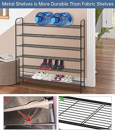 KEETDY Large Shoe Rack 6 Tier Organizer Tall Metal Shoe Organizer for Entryway Bedroom Floor Garage, Wide Shoe Shelf Storage Fits 42 Pairs Men Sn